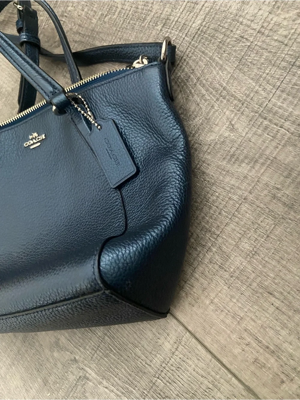 Coach Pebbled Leather Mini Satchel in Deep Blue